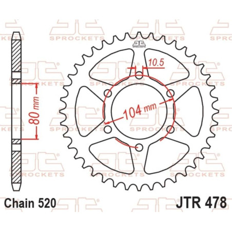 Couronne JT SPROCKETS pas 520 pour CF MOTO CL-X 700 ADVENTURE, CL-X 700 SPORT, GT 650, MT 650, NK 650 et POLARIS TRAIL BOSS 325