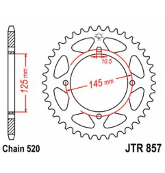 Corona de acero JT SPROCKETS paso 520 para YAMAHA TT 600, XT 600, XT 600 Z TENERE, XTZ 660 TENERE, YFM 350 WARRIOR 2WD