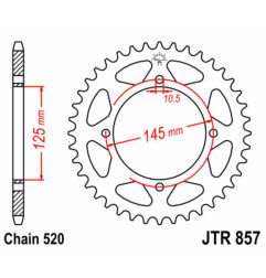 JT SPROCKETS steel rear sprocket 520 pitch for YAMAHA TT 600, XT 600, XT 600 Z TENERE, XTZ 660 TENERE, YFM 350 WARRIOR 2WD