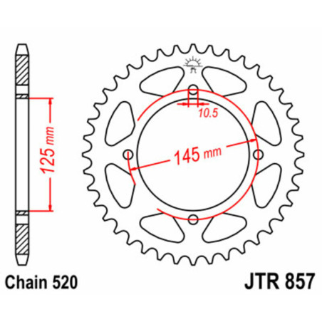 Corona de acero JT SPROCKETS paso 520 para YAMAHA TT 600, XT 600, XT 600 Z TENERE, XTZ 660 TENERE, YFM 350 WARRIOR 2WD