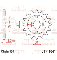 Piñón de acero JT SPROCKETS paso 520 para KYMCO MXU 150 de 2005 a 2017