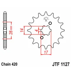 Pignon acier JT SPROCKETS 15 dents, pas 420 pour GILERA RCR 50, SMT 50, ZULU 50, APRILIA MX 50, RX 50, SX 50 et KAWASAKI KLX 110