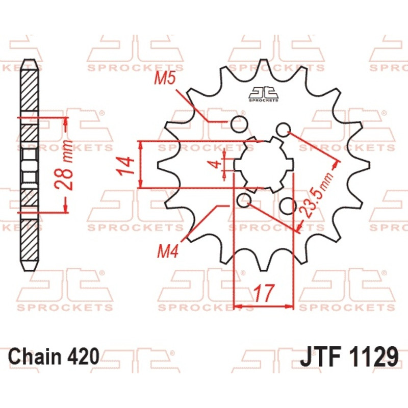 Piñón de acero JT SPROCKETS paso 420 para GILERA RCR 50, SMT 50, SMT 50 DRIFTING, ZULU 50 y APRILIA MX 50, RX 50, SX 50