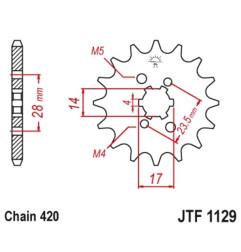 Piñón de acero JT SPROCKETS paso 420 para GILERA RCR 50, SMT 50, SMT 50 DRIFTING, ZULU 50 y APRILIA MX 50, RX 50, SX 50