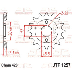 JT SPROCKETS Ritzel Stahl 15 Zähne, Teilung 428 für HONDA CR 80, CR 85 1987-2007