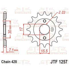 JT SPROCKETS steel front sprocket 15T, 428 pitch for HONDA CR 80, CR 85 1987-2007