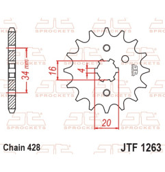 JT SPROCKETS steel front sprocket 428 pitch for YAMAHA XT 125, SHERCO SE 125 CITYCORP, BETA RE 125 4T MOTARD and KAWASAKI KD 80