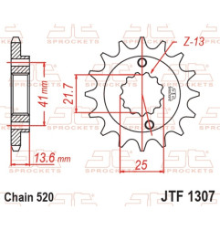 Piñón de acero JT SPROCKETS paso 520 para HONDA XR 650 de 2000 a 2007