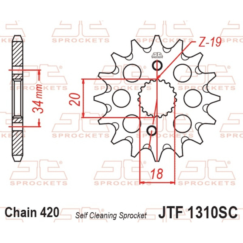 Pignon acier JT SPROCKETS 15 dents, pas 420 pour HONDA CRF 150 de 2007 à 2027