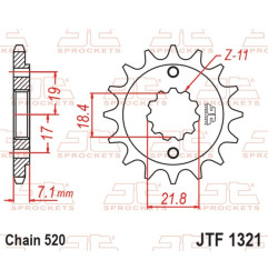 Piñón de acero JT SPROCKETS paso 520 para HONDA CRF 250 L ABS, CRF 300 L, NX 250, NX 250 2, XR 250 de 1988 a 2026