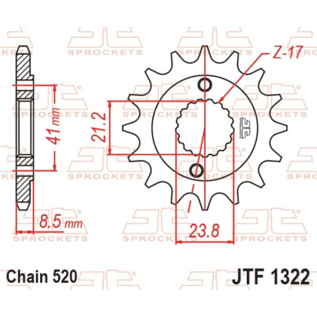 JT SPROCKETS steel front sprocket 520 pitch for HONDA TRX 400 EX SPORTRAX 2WD, XR 400 1996-2004