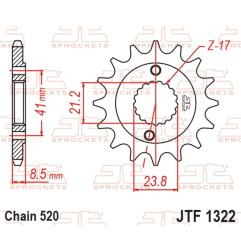 JT SPROCKETS steel front sprocket 520 pitch for HONDA TRX 400 EX SPORTRAX 2WD, XR 400 1996-2004