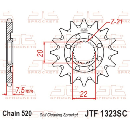 JT SPROCKETS steel front sprocket 520 pitch for HONDA CR 125, CRF 250, CRF 250 X and HM CRE 125, CRE-F 250 X, CRE-F 300 X