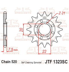 JT SPROCKETS steel front sprocket 520 pitch for HONDA CR 125, CRF 250, CRF 250 X and HM CRE 125, CRE-F 250 X, CRE-F 300 X
