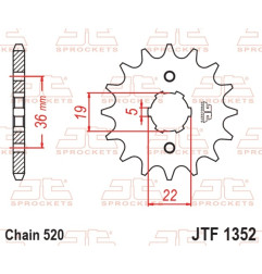Pignon acier JT SPROCKETS pas 520 pour HONDA TRX 300 EX SPORTRAX 2WD, TRX 300 FOURTRAX 2WD, TRX 300 FW FOURTRAX 4WD