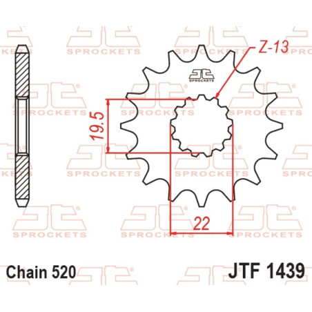Piñón de acero JT SPROCKETS 11 dientes, paso 520 para SUZUKI LT 250 QUADRACER 2WD, LT-F 160 QUADRUNNER 2WD de 1989 a 2007