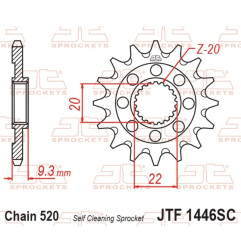 Piñón de acero JT SPROCKETS paso 520 para KAWASAKI KX 250, KXF 250 de 2006 a 2023
