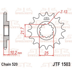 Piñón de acero JT SPROCKETS 12 dientes, paso 525 para KAWASAKI KEF 300 LAKOTA 2WD, KFX 250, KSF 250 MOJAVE 2WD de 1995 a 2004