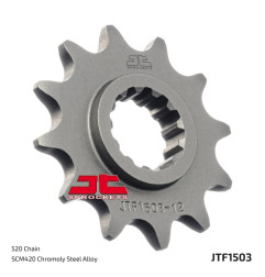 Pignon acier JT SPROCKETS 12 dents, pas 525 pour KAWASAKI KEF 300 LAKOTA 2WD, KFX 250, KSF 250 MOJAVE 2WD de 1995 à 2004