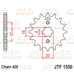 JT SPROCKETS Ritzel Stahl Teilung 428 für BETA RR 125, YAMAHA YZF 125, RIEJU MARATHON 125 und HM CRE 125 BAJA 4T 2004-2026