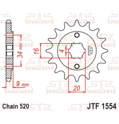 JT SPROCKETS steel front sprocket 520 pitch for YAMAHA TT 230, YFS 200 BLASTER 2WD 1990-2006