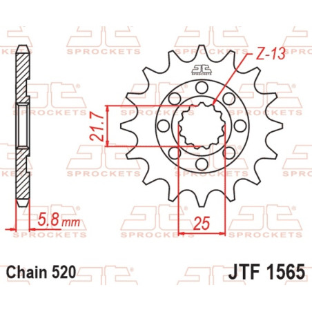 Piñón de acero JT SPROCKETS paso 520 para KAWASAKI KLX 450, KX 450, KX 450 X, KXF 450 de 2006 a 2027