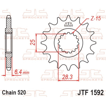 JT SPROCKETS steel front sprocket 520 pitch for YAMAHA YFM 700 RAPTOR 2WD, YFZ 450 2006-2020
