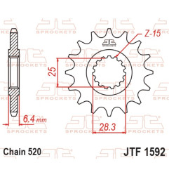 JT SPROCKETS steel front sprocket 520 pitch for YAMAHA YFM 700 RAPTOR 2WD, YFZ 450 2006-2020