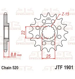 Piñón de acero JT SPROCKETS paso 520 para KTM SX 250, HUSQVARNA TC 250, BETA RR 250 y GAS GAS EC 300 de 1983 a 2027
