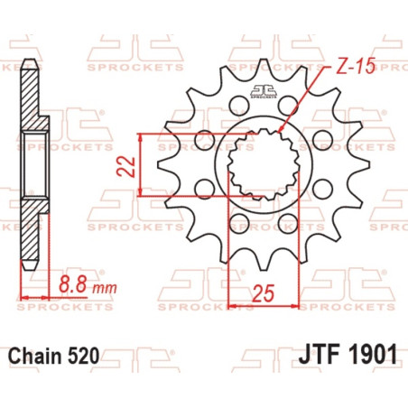JT SPROCKETS steel front sprocket 520 pitch for KTM SX 250, HUSQVARNA TC 250, BETA RR 250 and GAS GAS EC 300 1983-2027