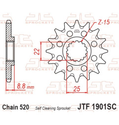 Pignon acier JT SPROCKETS pas 520 pour KTM SX 250, HUSQVARNA TC 250, BETA RR 250 et GAS GAS EC 300 de 1983 à 2027