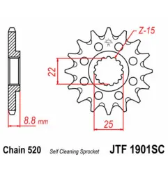 JT SPROCKETS steel front sprocket 520 pitch for KTM SX 250, HUSQVARNA TC 250, BETA RR 250 and GAS GAS EC 300 1983-2027