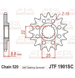 JT SPROCKETS steel front sprocket 520 pitch for KTM SX 250, HUSQVARNA TC 250, BETA RR 250 and GAS GAS EC 300 1983-2027