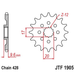 JT SPROCKETS steel front sprocket 13T, 428 pitch for KTM SX 85, BETA EVO 80 2T SENIOR and HUSQVARNA TC 85 2004-2024