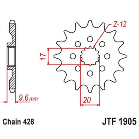 JT SPROCKETS steel front sprocket 13T, 428 pitch for KTM SX 85, BETA EVO 80 2T SENIOR and HUSQVARNA TC 85 2004-2024