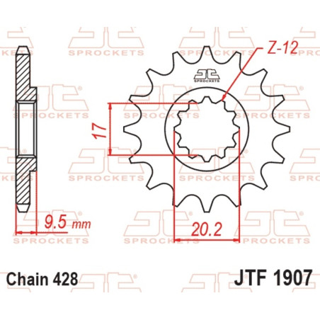 Pignon acier JT SPROCKETS pas 428 pour KTM SX 105, SX 85 et HUSQVARNA TC 85 de 2003 à 2020