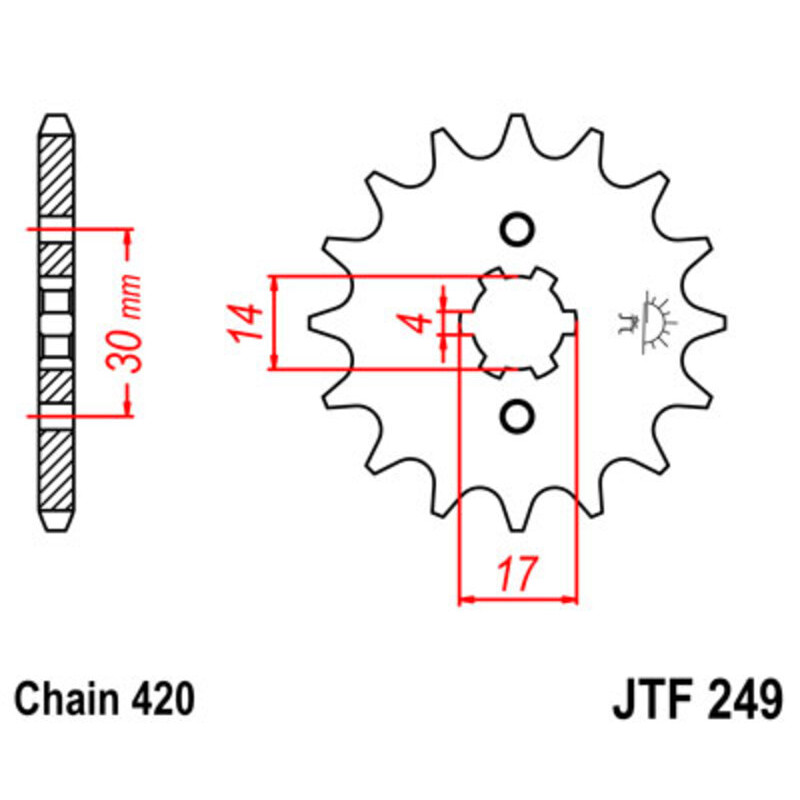 Piñón de acero JT SPROCKETS paso 420 para HONDA CRF 110, MONKEY, MSX 125, MTX 80 RF, XR 70, KAWASAKI KLX 110 y SUZUKI DRZ 110 Piñón de acero JT SPROCKETS paso 420 para HONDA CRF 110, MONKEY, MSX 125, MTX 80 RF, XR 70, KAWASAKI KLX 110 y SUZUKI DRZ 110