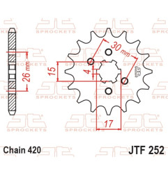 JT SPROCKETS steel front sprocket 14T, 420 pitch for HONDA CRF 80, XR 80 1979-2013