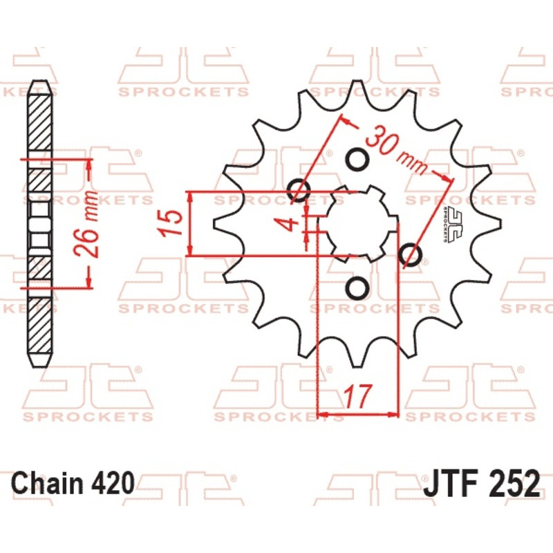JT SPROCKETS Ritzel Stahl 14 Zähne, Teilung 420 für HONDA CRF 80, XR 80 1979-2013 JT SPROCKETS Ritzel Stahl 14 Zähne, Teilung 420 für HONDA CRF 80, XR 80 1979-2013