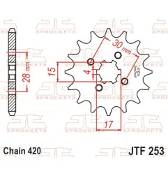 JT SPROCKETS steel front sprocket 420 pitch for HONDA CR 80, CRF 110, MBX 80 FWD, MT 50 S, MTX 80 RF 1977-2024