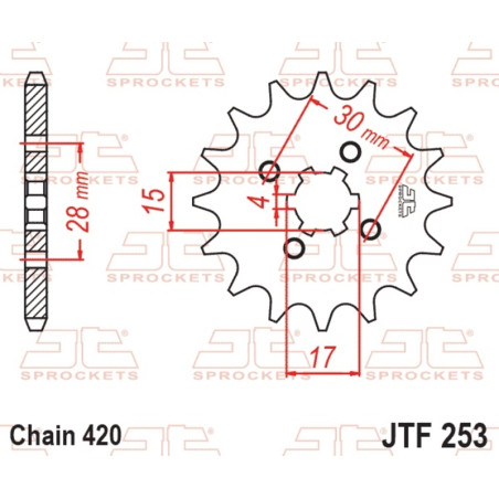JT SPROCKETS steel front sprocket 420 pitch for HONDA CR 80, CRF 110, MBX 80 FWD, MT 50 S, MTX 80 RF 1977-2024