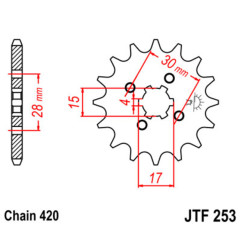 JT SPROCKETS steel front sprocket 420 pitch for HONDA CR 80, CRF 110, MBX 80 FWD, MT 50 S, MTX 80 RF 1977-2024
