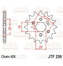JT SPROCKETS steel front sprocket 428 pitch for HONDA XL 125 S, DAELIM VS 125, DERBI SENDA 125 BAJA SM 4T and KYMCO KXR 50