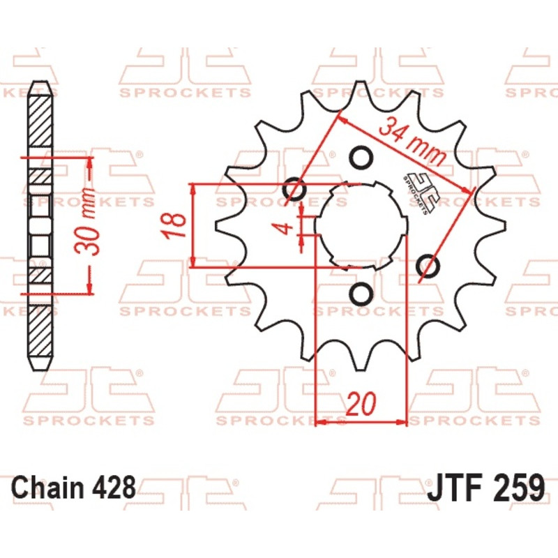 JT SPROCKETS steel front sprocket 428 pitch for HONDA XL 125 S, DAELIM VS 125, DERBI SENDA 125 BAJA SM 4T and KYMCO KXR 50 JT SPROCKETS steel front sprocket 428 pitch for HONDA XL 125 S, DAELIM VS 125, DERBI SENDA 125 BAJA SM 4T and KYMCO KXR 50