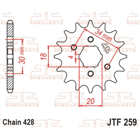 JT SPROCKETS steel front sprocket 428 pitch for HONDA XL 125 S, DAELIM VS 125, DERBI SENDA 125 BAJA SM 4T and KYMCO KXR 50