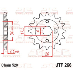 Pignon acier JT SPROCKETS pas 520 pour HONDA CR 125, MTX 200 RW, XL 250, XR 250 de 1979 à 1989