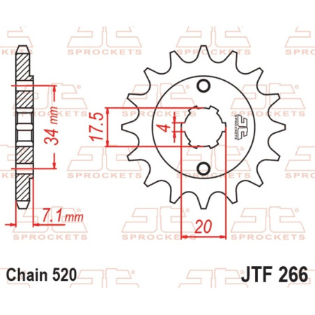 JT SPROCKETS steel front sprocket 520 pitch for HONDA CR 125, MTX 200 RW, XL 250, XR 250 1979-1989