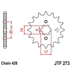 Pignon acier JT SPROCKETS pas 428 pour KAWASAKI KLX 125 de 2010 à 2016