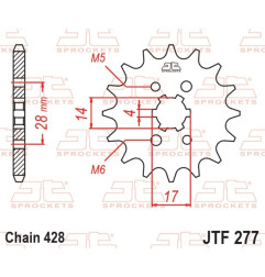 JT SPROCKETS steel front sprocket 13T, 428 pitch for HONDA CRF 125, TRX 90 SPORTRAX 2WD and DERBI MULHACEN 125, TERRA 125