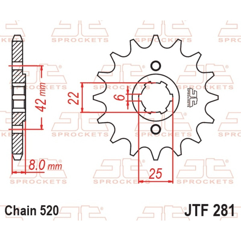JT SPROCKETS Ritzel Stahl Teilung 520 für HONDA XL 500 S, XL 600, XL 600 LM PARIS DAKAR, XR 500, XR 600 1979-1990
